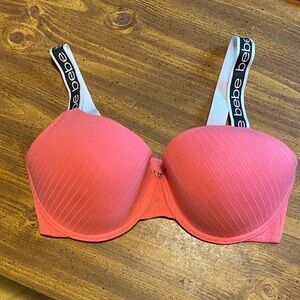 Bebe Coral Bra with Logo Straps sz 38D push up